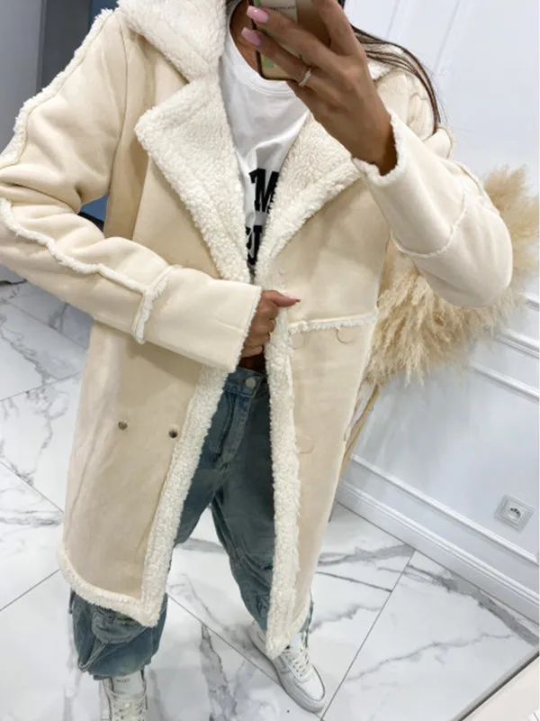 Wenkouban-Winter outfits ideas New solid color thickened sherpa splicing coat jacket
