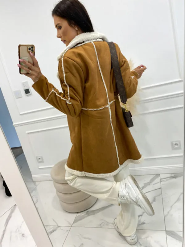 Wenkouban-Winter outfits ideas New solid color thickened sherpa splicing coat jacket