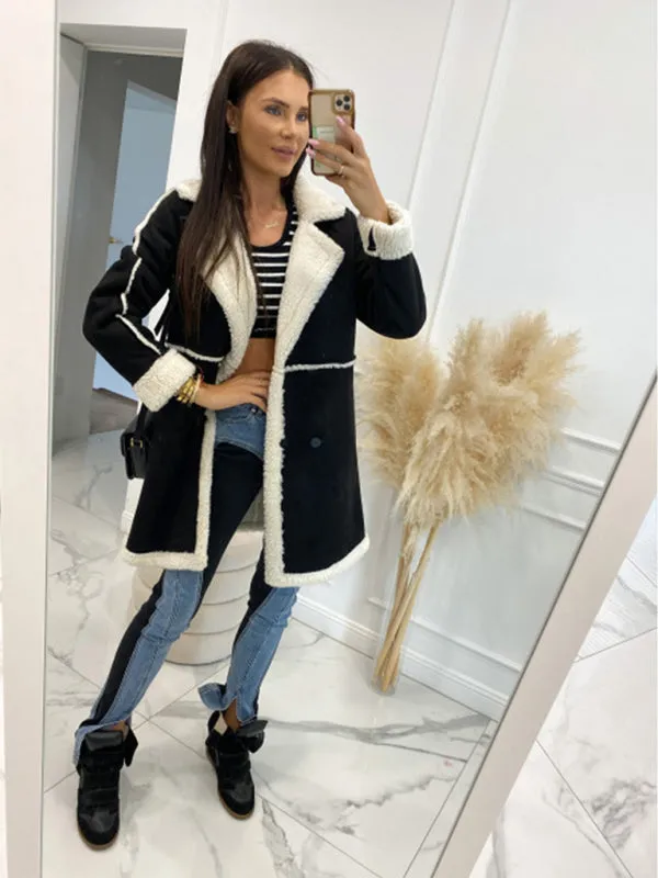 Wenkouban-Winter outfits ideas New solid color thickened sherpa splicing coat jacket