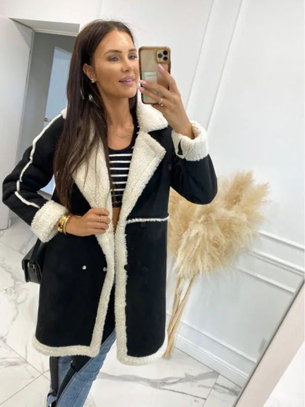 Wenkouban-Winter outfits ideas New solid color thickened sherpa splicing coat jacket