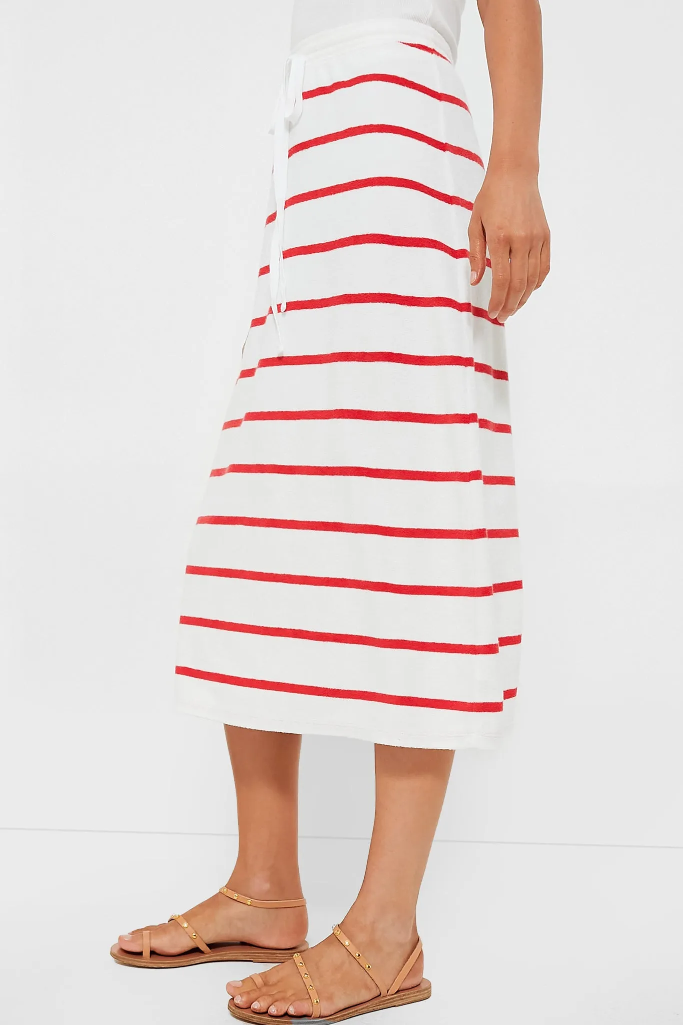 White and Flame Stripe Terry Towel Skirt
