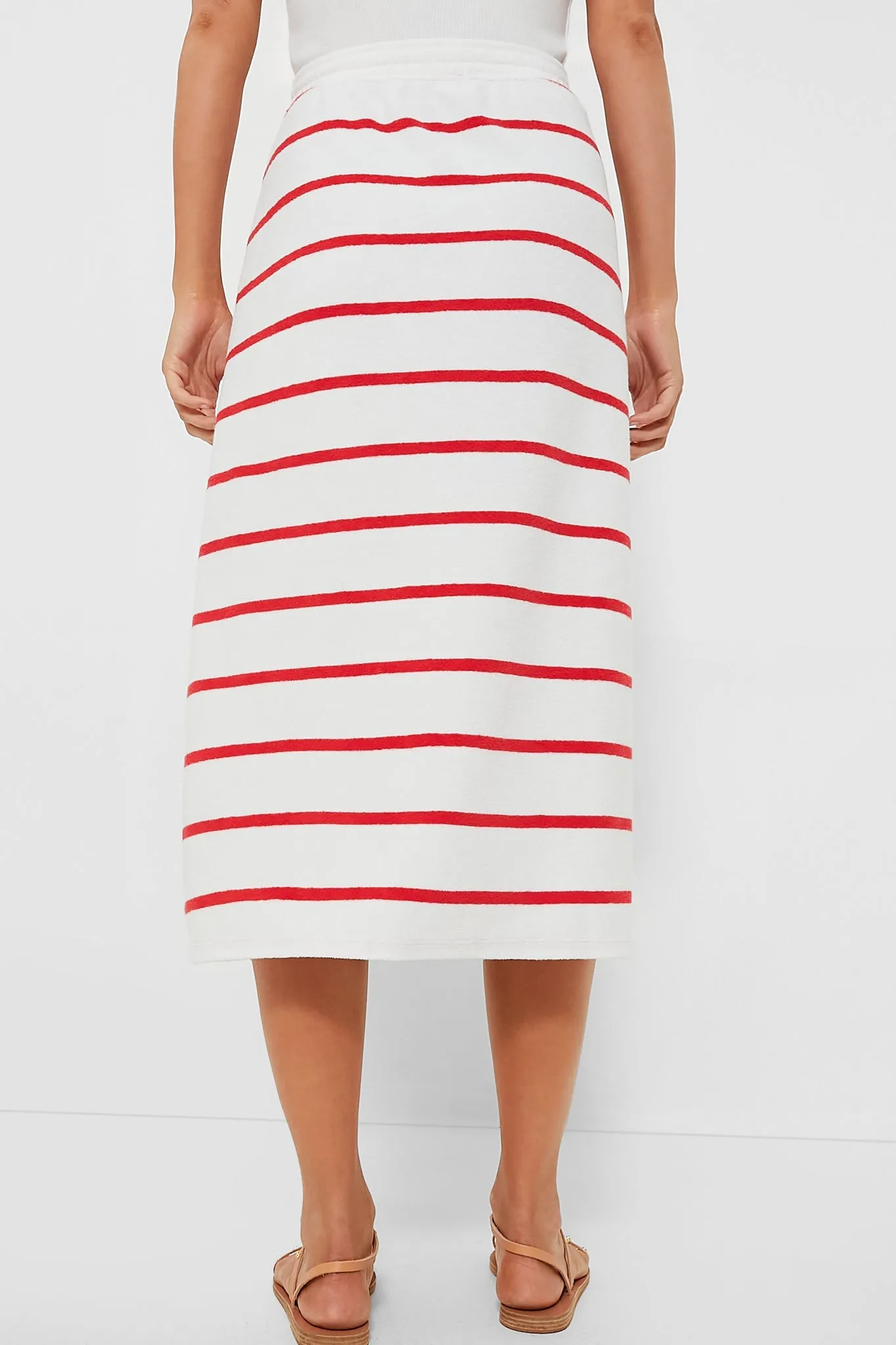 White and Flame Stripe Terry Towel Skirt