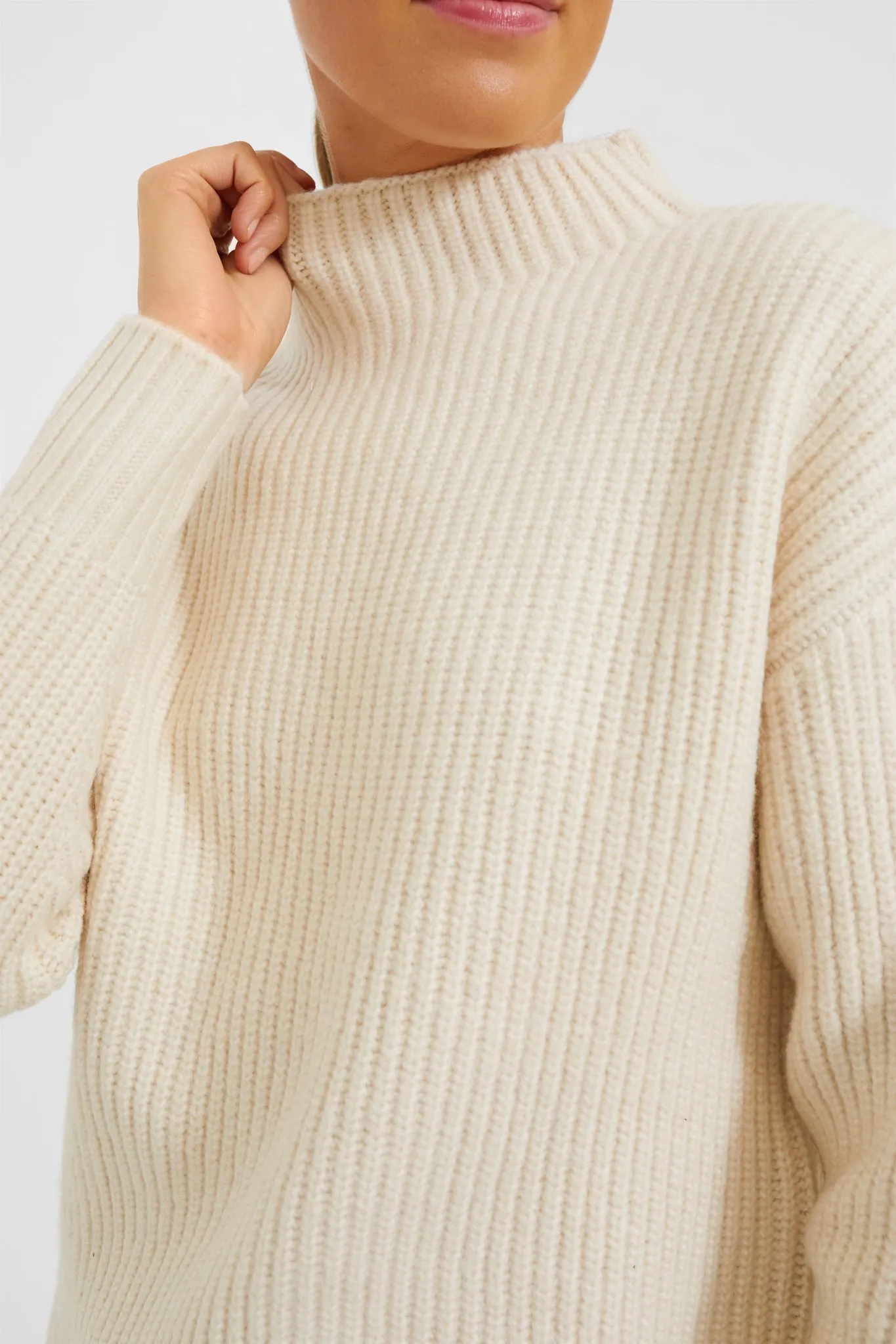 Whitecap Grey Skyla Funnel Neck Knit