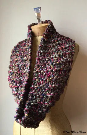 Wine Tweed Knit Infinity Scarf