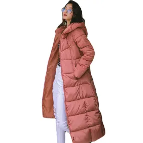 Winter Women Jacket X-long Hooded Cotton Padded Female Coat High Quality Warm Outwear