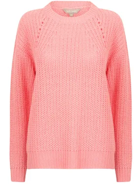 Zember Fisherman Knit Pointelle Jumper in Candy Pink - Tokyo Laundry